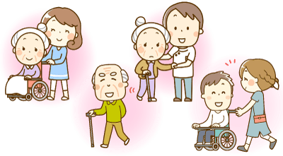 スタッフと一緒に穏やかにリハビリを行う様子